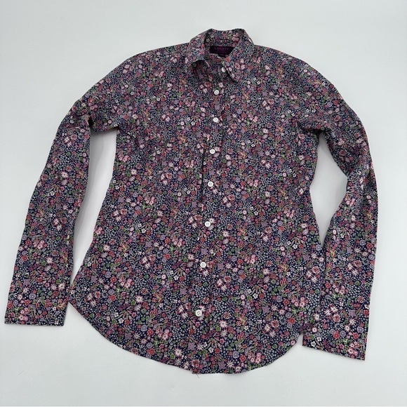 Liberty Art Fabrics X J. Crew Cotton Button Down Blouse Top Size 00 - Picture 1 of 4